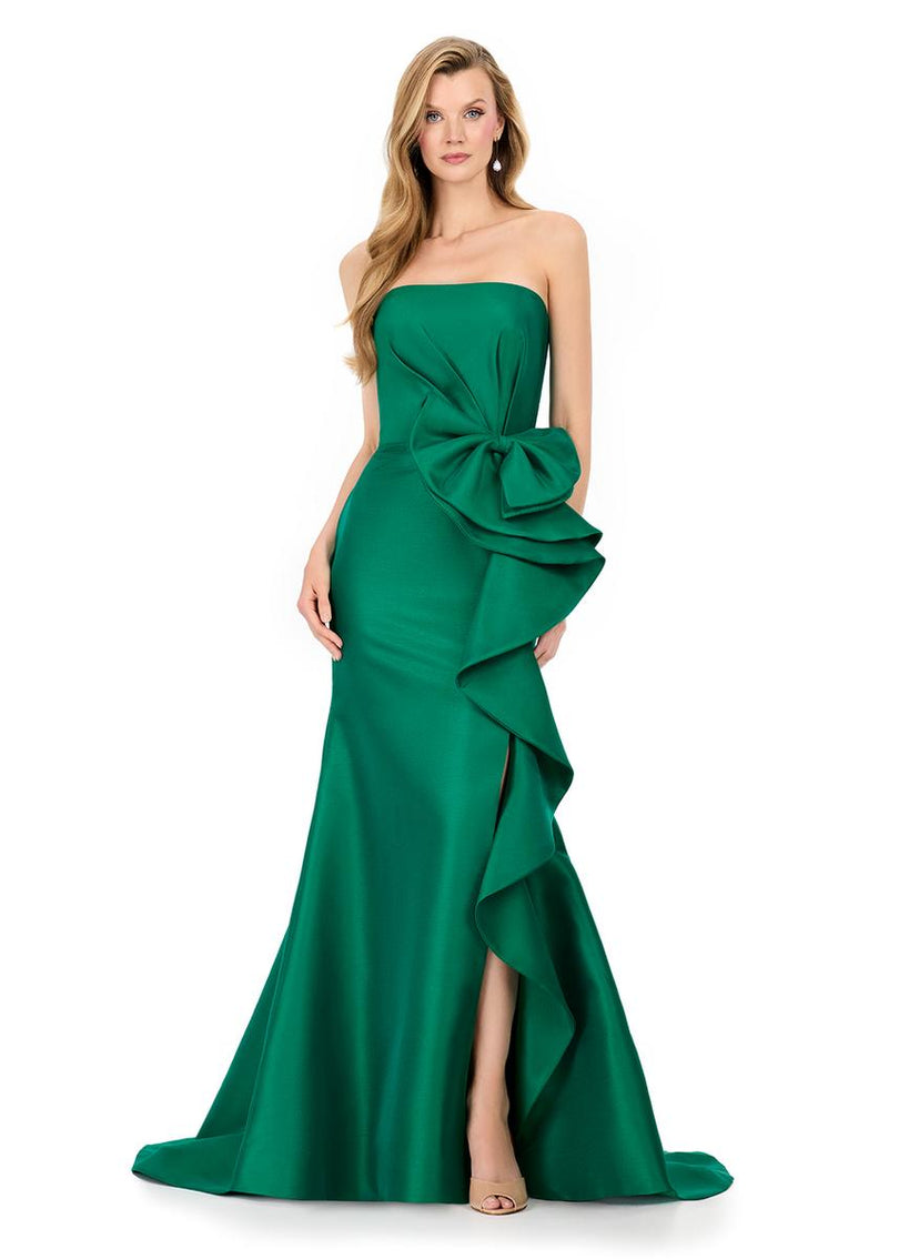 ASHLEYlauren Strapless Ruched Taffeta Evening Dress E12216