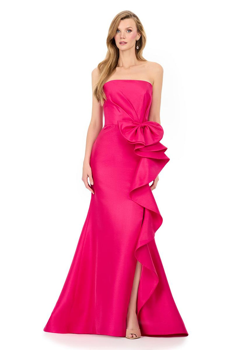 ASHLEYlauren Strapless Ruched Taffeta Evening Dress E12216