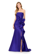 ASHLEYlauren Strapless Ruched Taffeta Evening Dress E12216