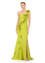 ASHLEYlauren One Shoulder 3D Applique Fitted Dress E12245