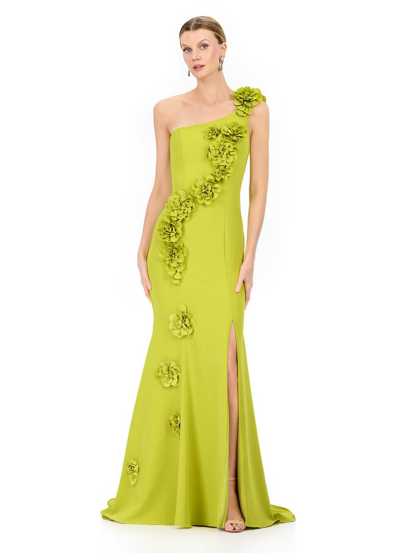 ASHLEYlauren One Shoulder 3D Applique Fitted Dress E12245