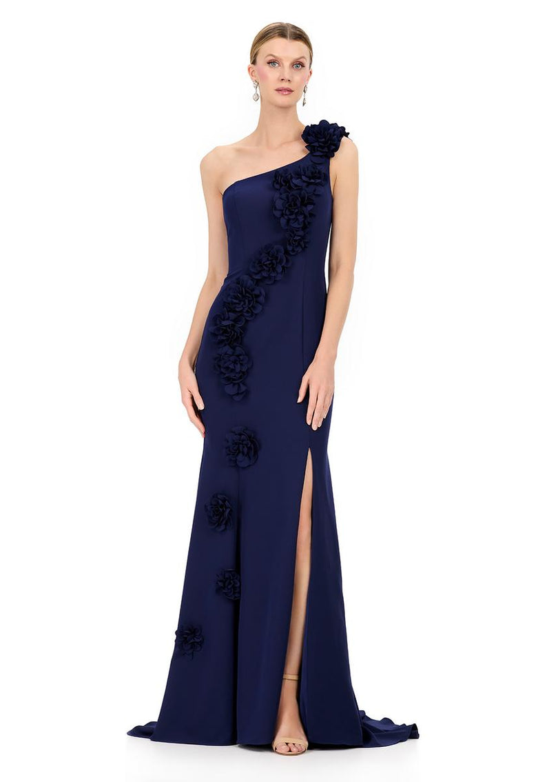 ASHLEYlauren One Shoulder 3D Applique Fitted Dress E12245