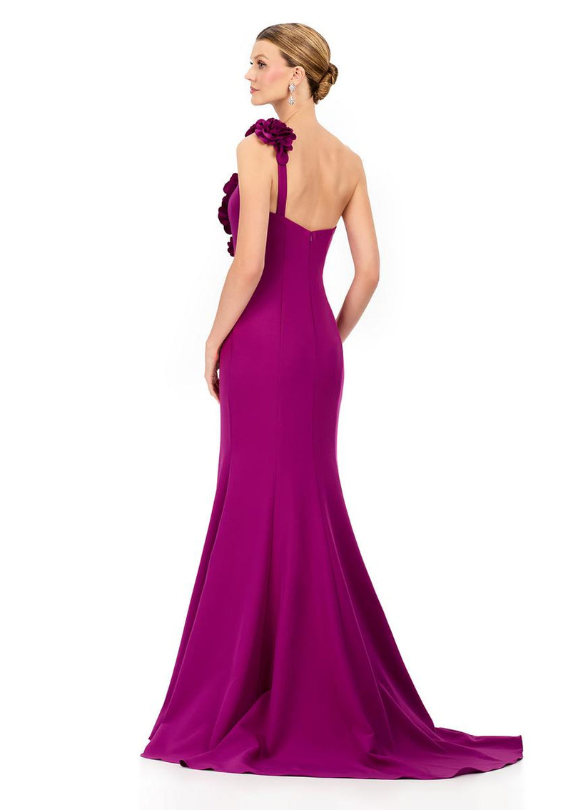 ASHLEYlauren One Shoulder 3D Applique Fitted Dress E12245