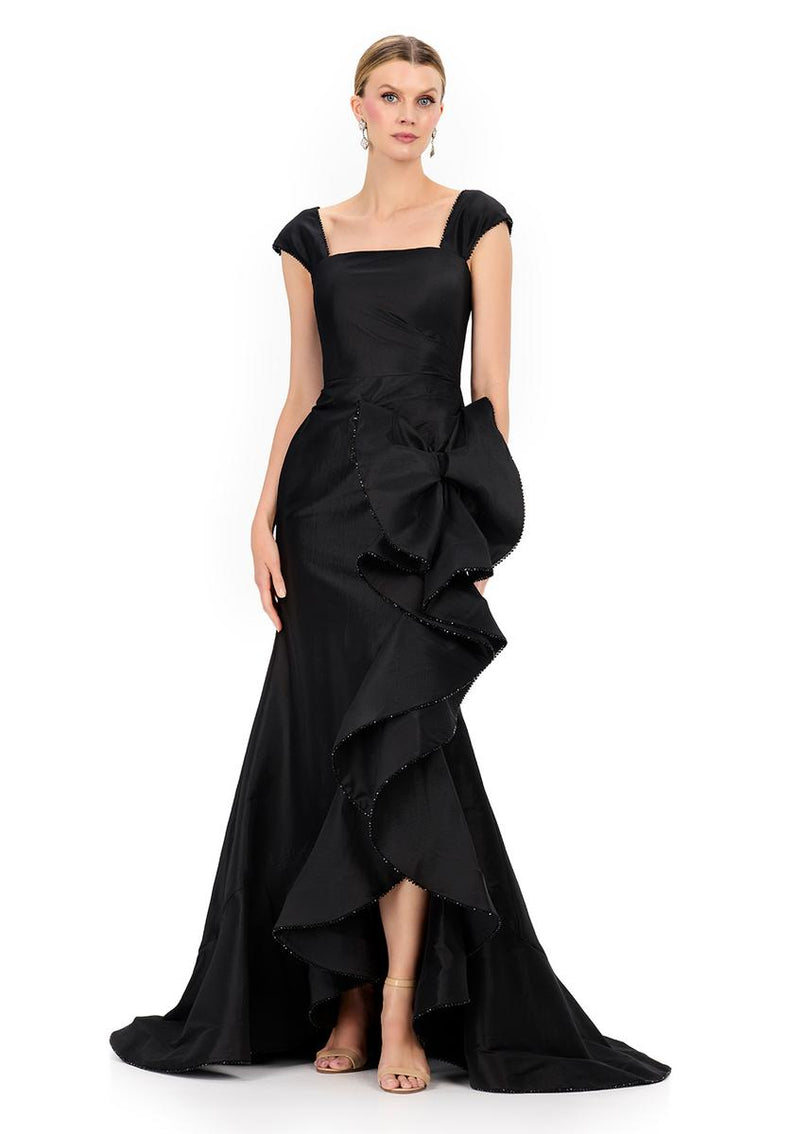 ASHLEYlauren Cap Sleeve Oversize Bow Fitted Dress E12321