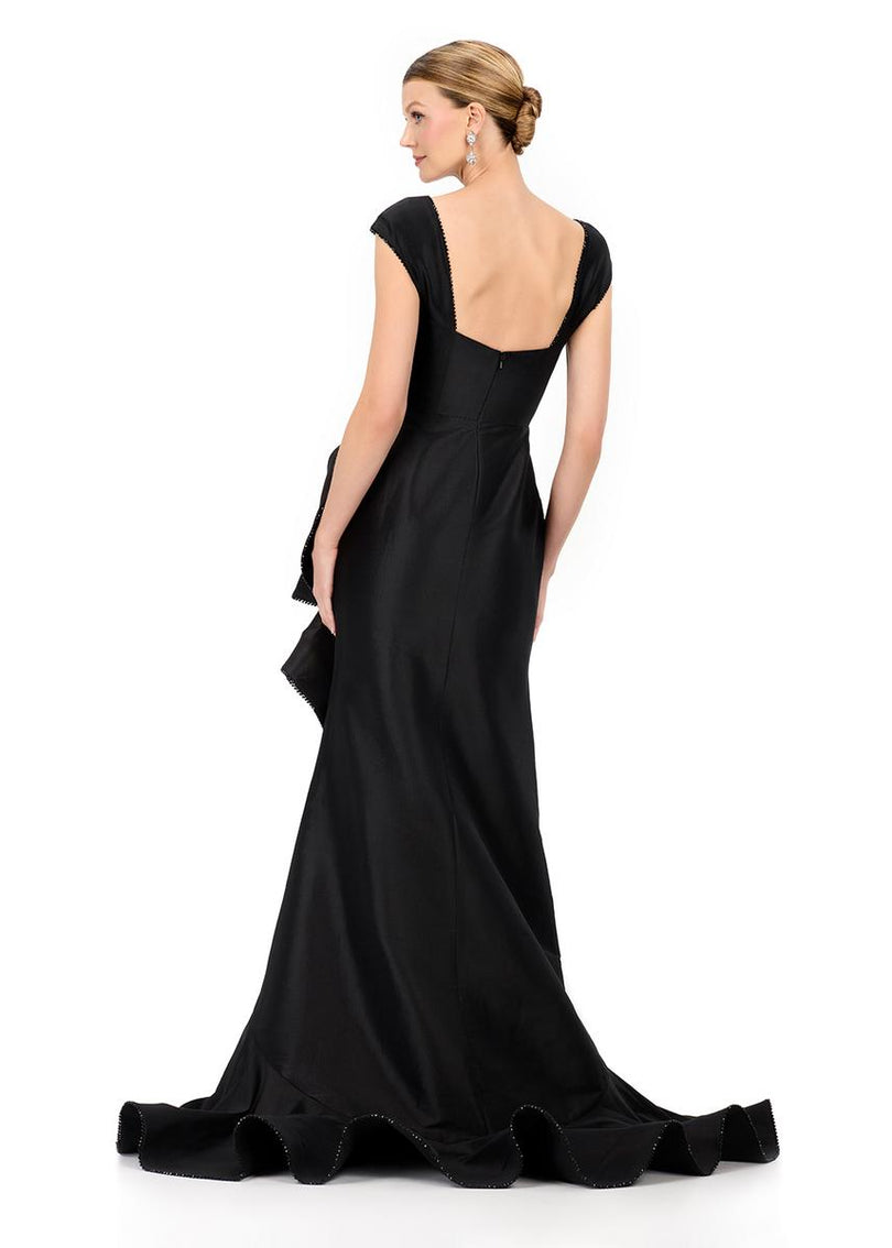 ASHLEYlauren Cap Sleeve Oversize Bow Fitted Dress E12321