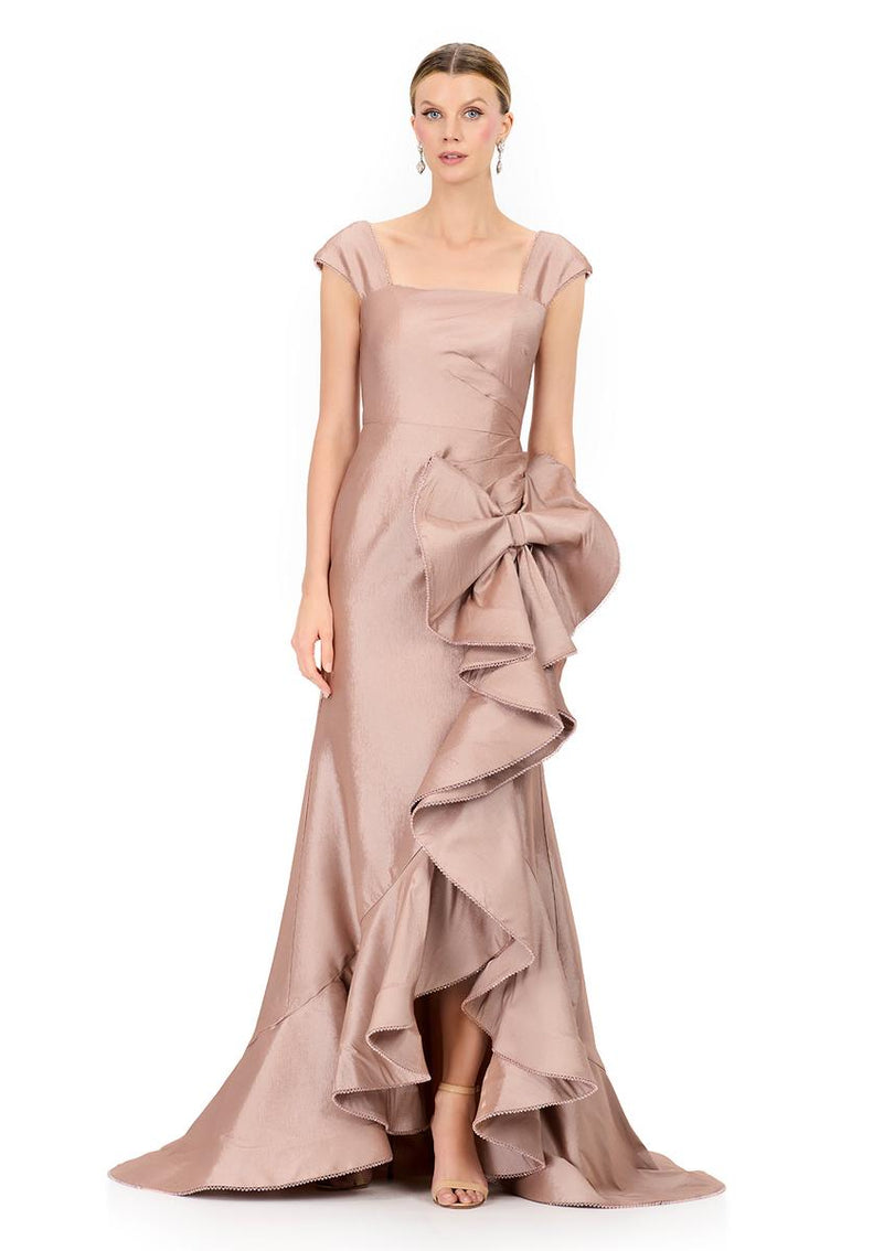 ASHLEYlauren Cap Sleeve Oversize Bow Fitted Dress E12321