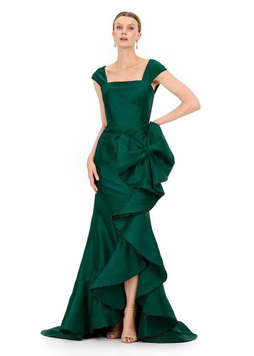 ASHLEYlauren Cap Sleeve Oversize Bow Fitted Dress E12321