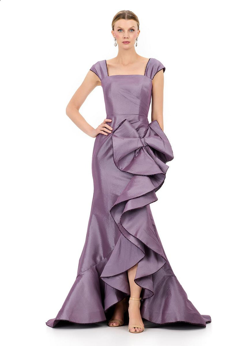 ASHLEYlauren Cap Sleeve Oversize Bow Fitted Dress E12321