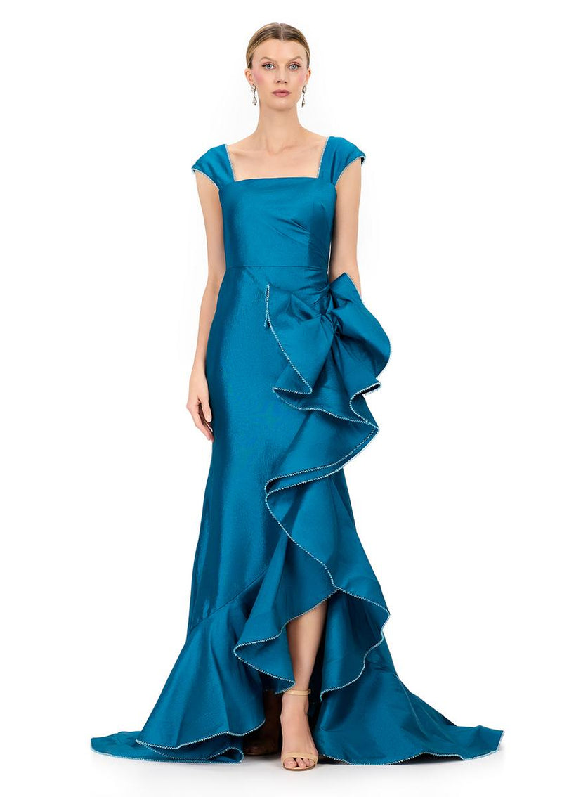 ASHLEYlauren Cap Sleeve Oversize Bow Fitted Dress E12321