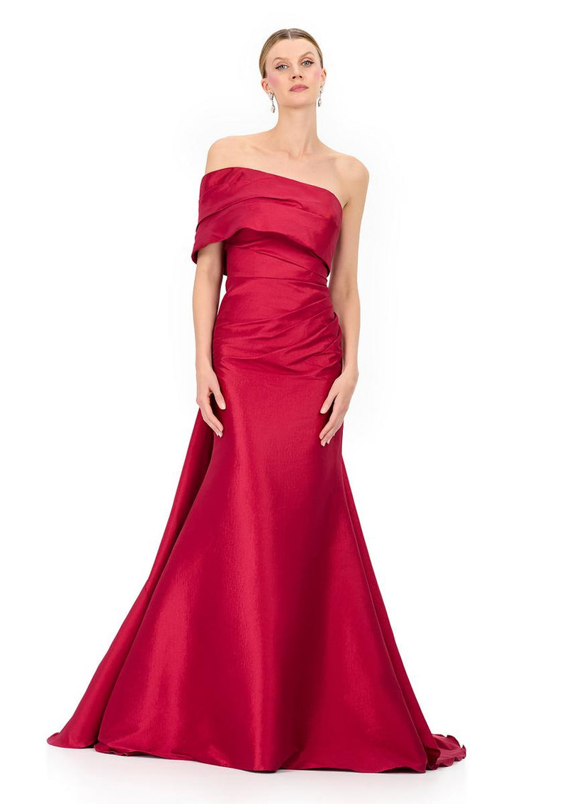 ASHLEYlauren One Shoulder Bow Detail Fitted Dress E12323 ASHLEYlauren One Shoulder Bow Detail Fitted Dress E12323