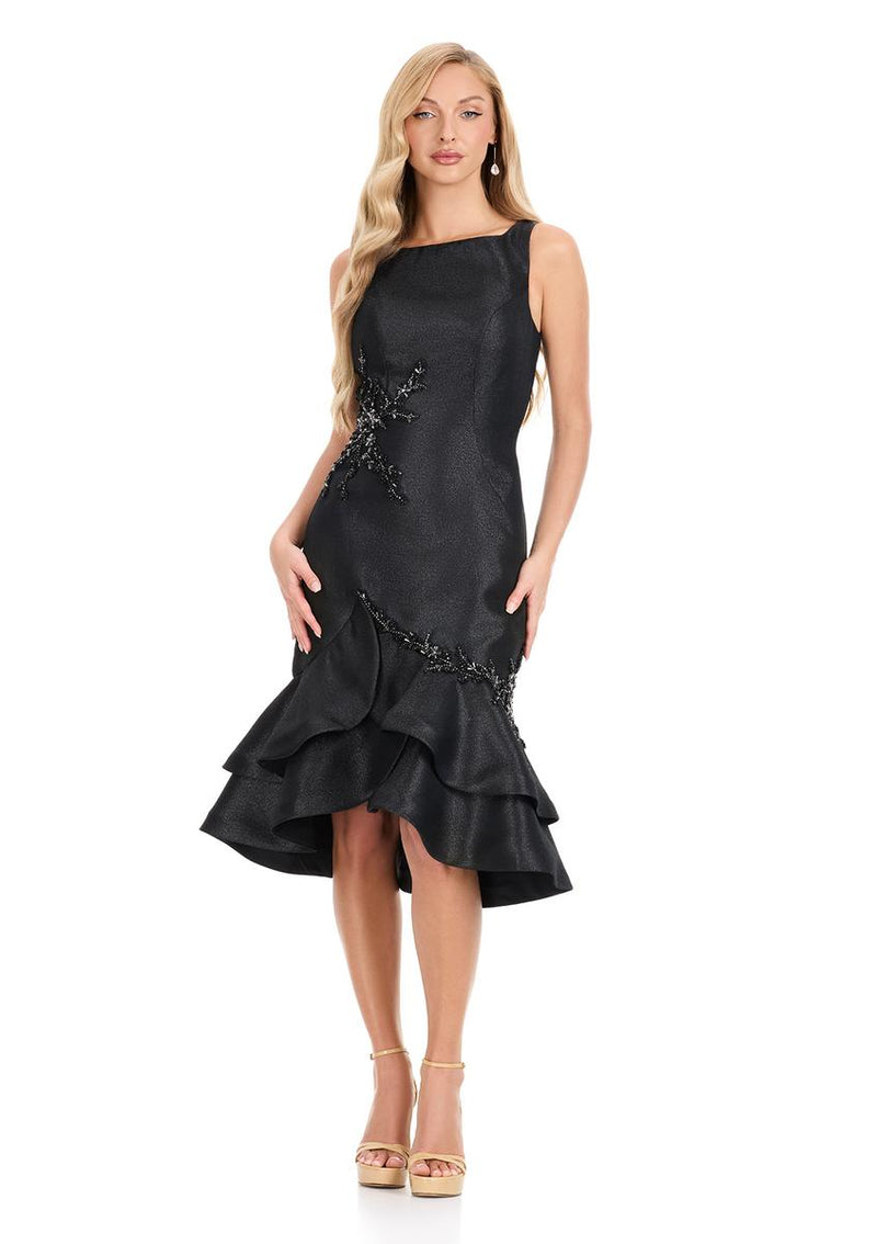 ASHLEYlauren Ruffle Hem Cocktail Dress E4912
