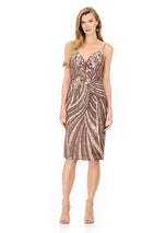 ASHLEYlauren Beaded Knee Length Thin Strap Dress E4934