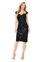 ASHLEYlauren Cocktail Cap Sleeve Sequin Cocktail Dress E4935