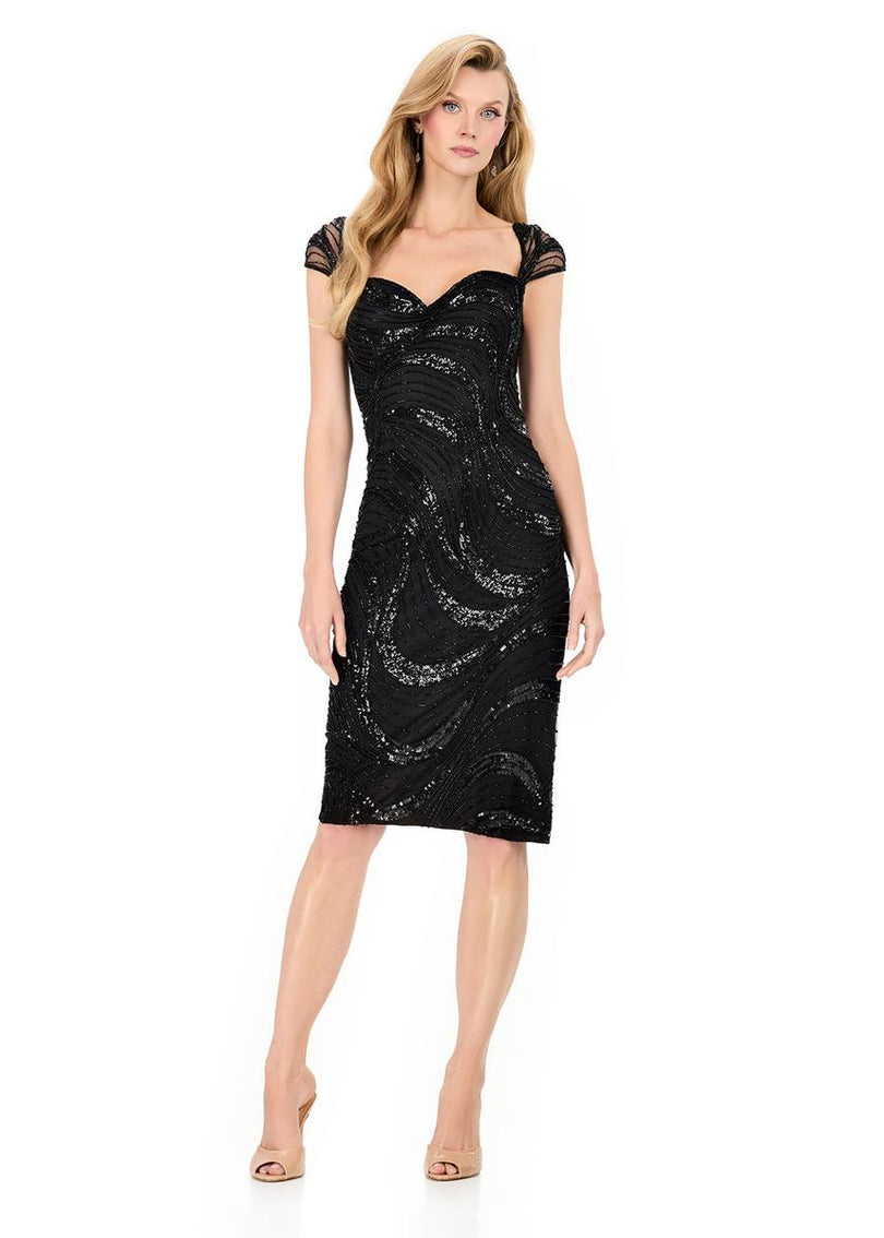 ASHLEYlauren Cocktail Cap Sleeve Sequin Cocktail Dress E4935
