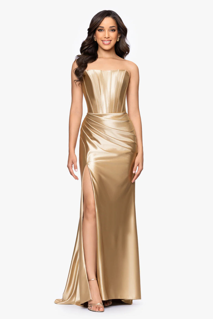 maxi dress with fitted bodice STRUCTURED CORSET MAXI DRESS