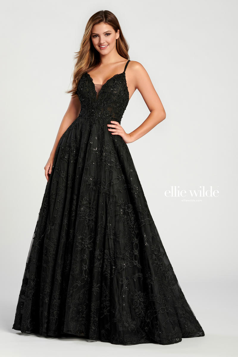 Ellie Wilde V-Neck Lace Ball Gown EW120135