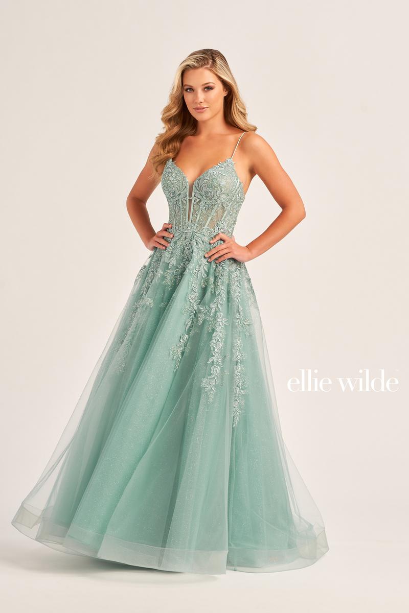 Ellie Wilde Corset Bodice Ball Gown Prom Dress EW34036