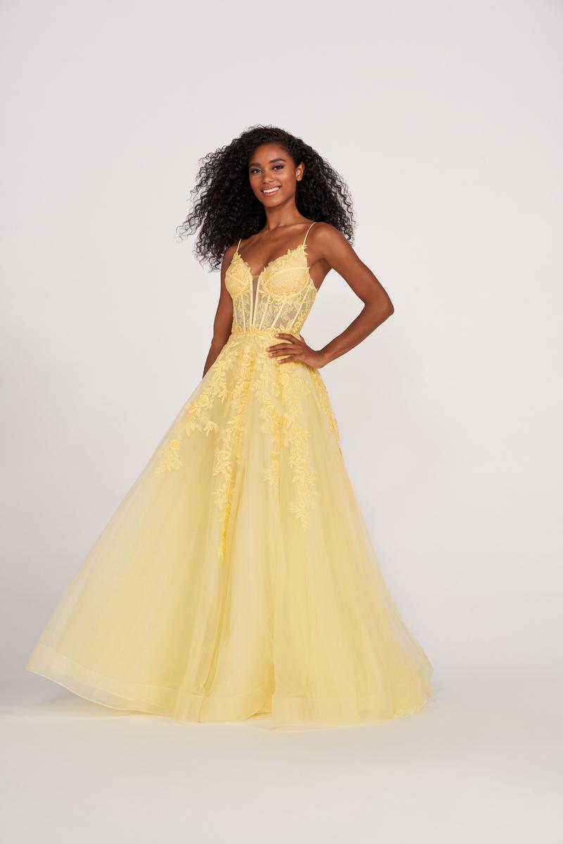 Ellie Wilde Corset Bodice Ball Gown Prom Dress EW34036 Dusk/Champagne Gold / 2 Ellie Wilde Corset Bodice Ball Gown Prom Dress EW34036 Dusk/Champagne Gold / 2
