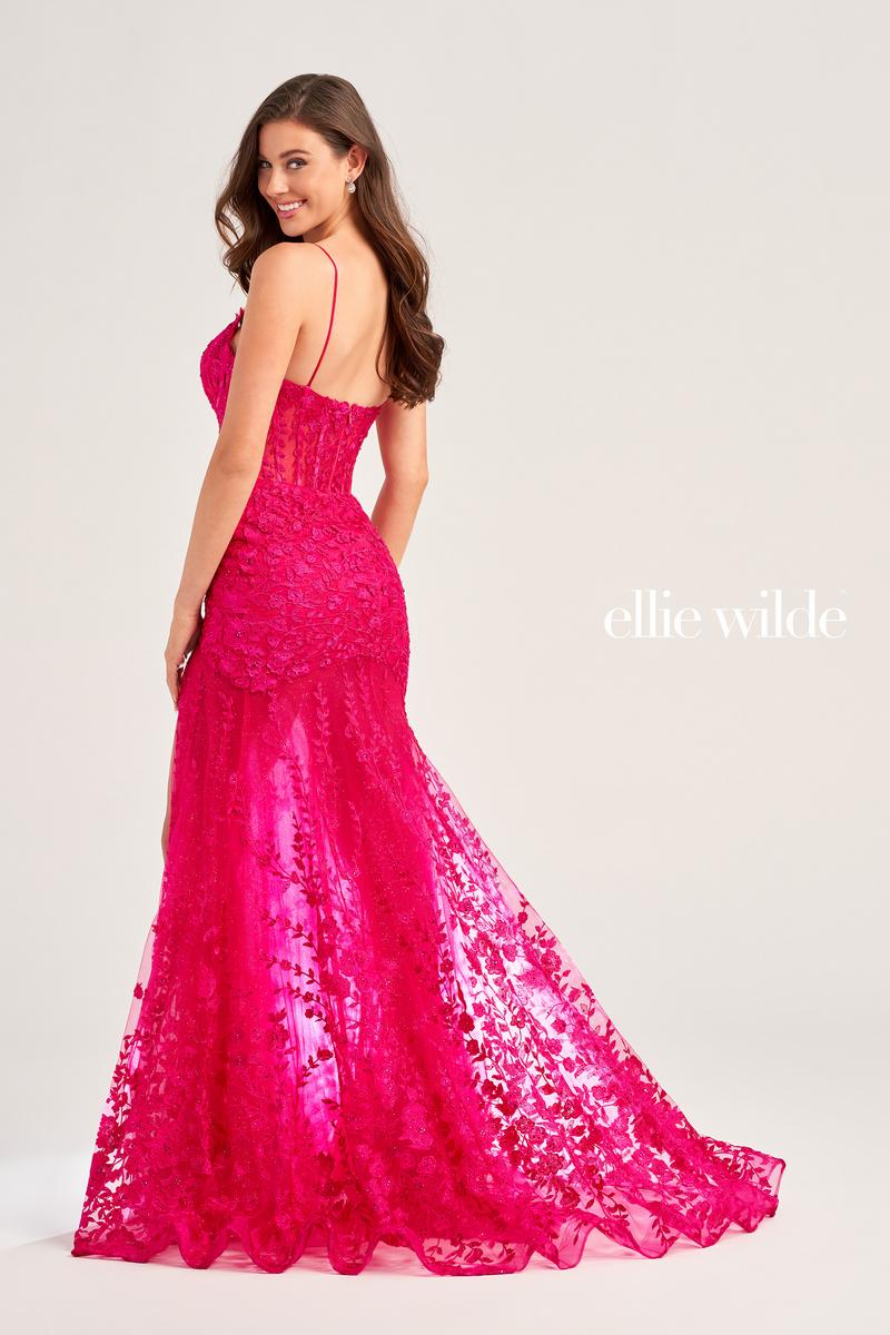 Ellie Wilde Illusion High-Low Prom Dress EW35005
