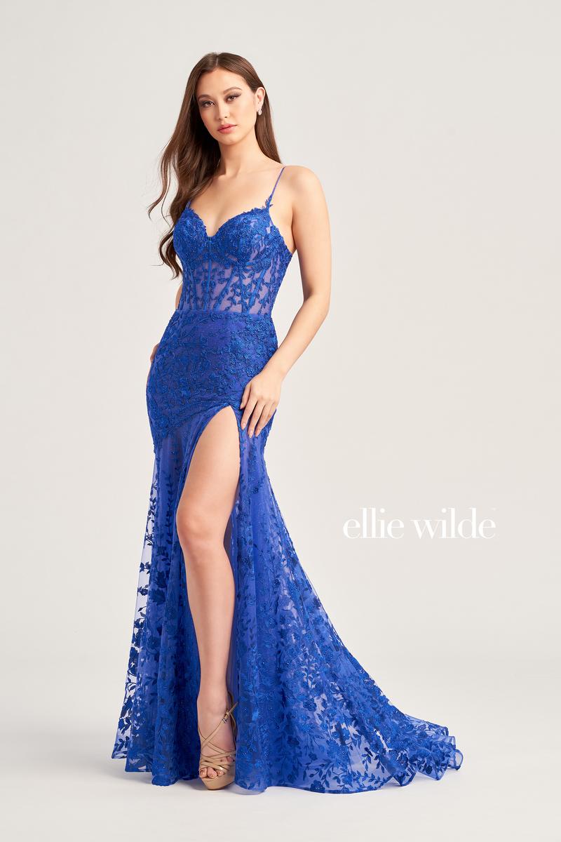 Ellie Wilde Corset Illusion Lace Prom Dress EW35032 – Terry Costa