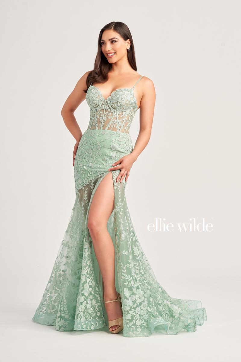 Ellie Wilde Illusion High-Low Prom Dress EW35005