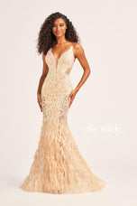 Ellie Wilde Mermaid Feather Prom Dress EW35006