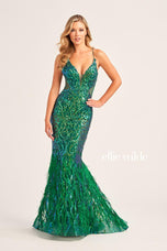 Ellie Wilde Mermaid Feather Prom Dress EW35006