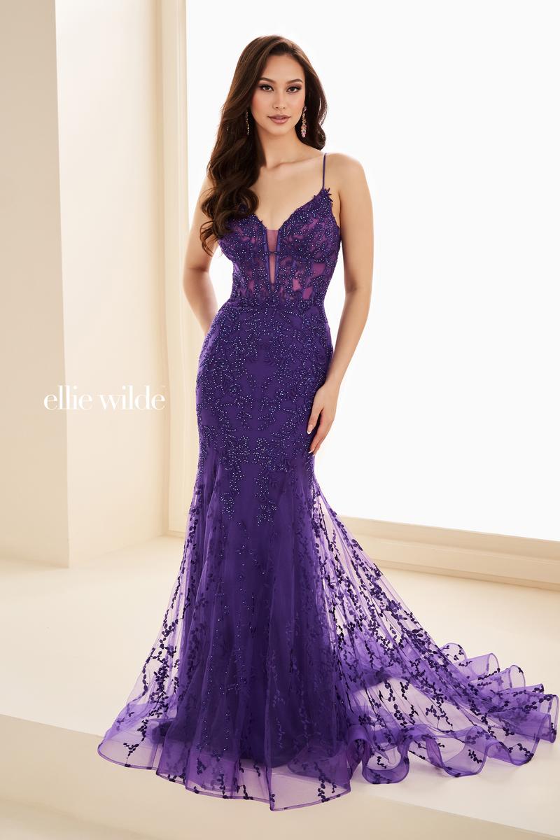 Ellie Wilde Mermaid Corset Lace Prom Dress EW35010 Ellie Wilde Mermaid Corset Lace Prom Dress EW35010