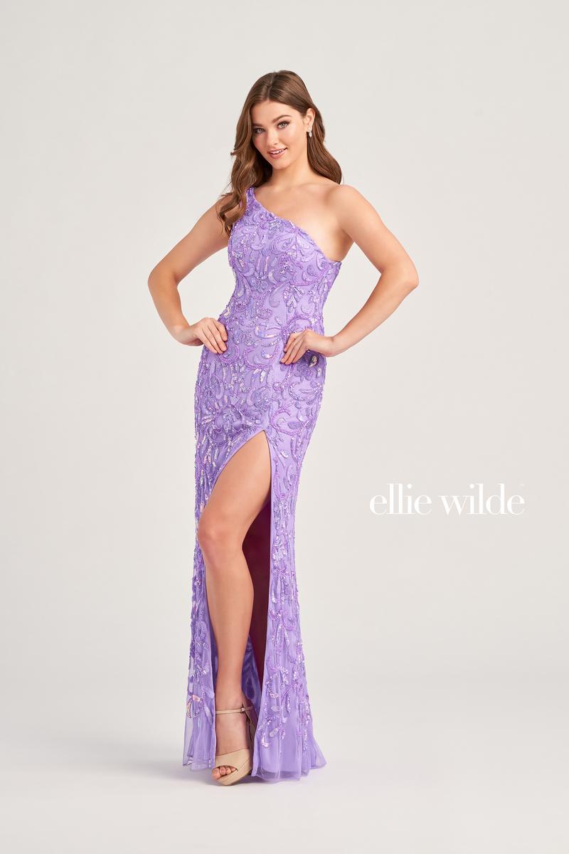 Ellie Wilde One Shoulder Beaded Prom Dress EW35021