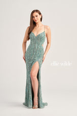 Ellie Wilde Beaded Illusion Back Prom Dress EW35023