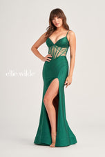 Ellie Wilde Corset High Slit Prom Dress EW35027
