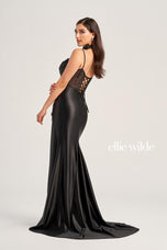 Ellie Wilde Corset High Slit Prom Dress EW35028