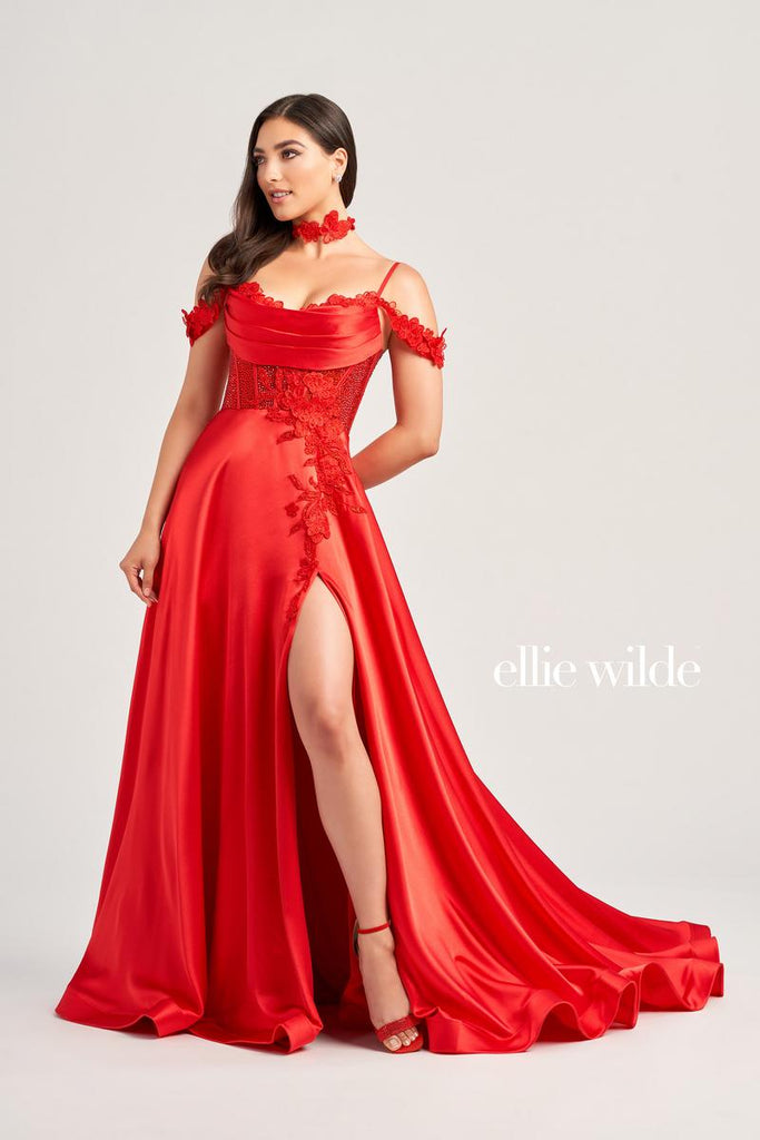 Ellie Wilde Off Shoulder Collar Prom Dress EW35029