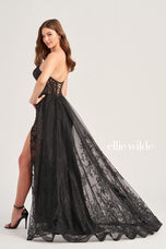 Ellie Wilde Corset Illusion Lace Prom Dress EW35032