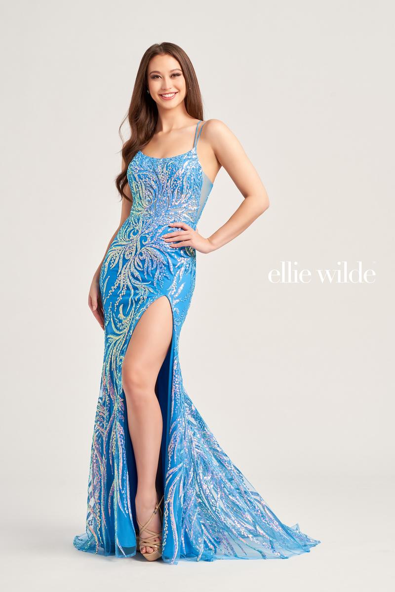 Ellie Wilde Sequin Applique Prom Dress EW35046