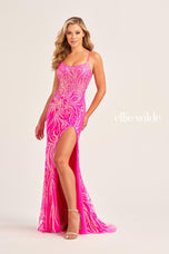 Ellie Wilde Sequin Applique Prom Dress EW35046