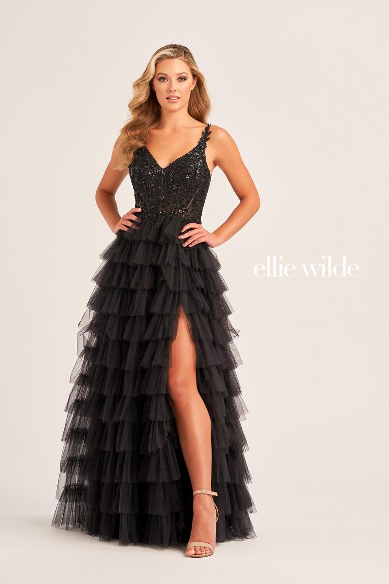Ellie Wilde Tiered Ruffle Prom Dress EW35059