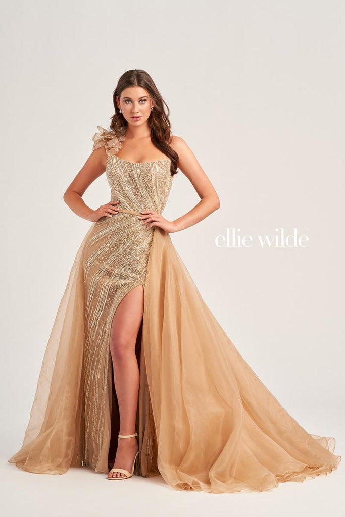 Ellie Wilde Beaded Lace-up Back Prom Dress EW35087