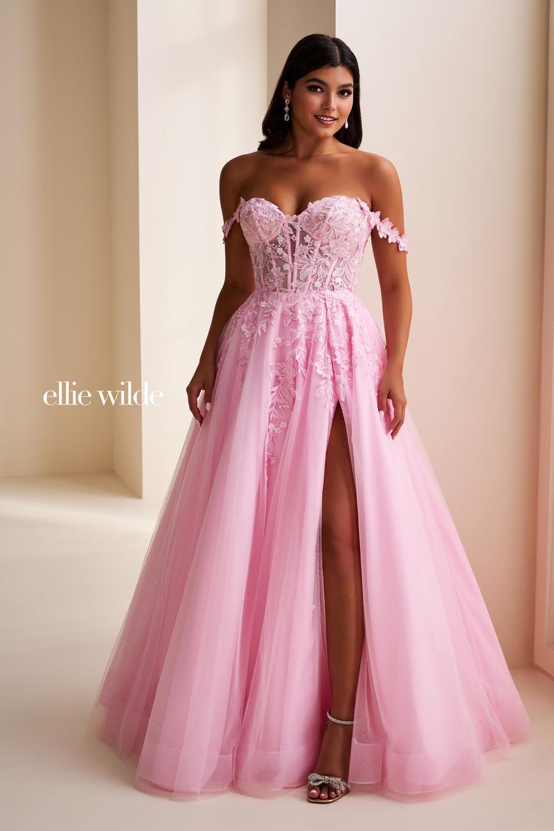 Ellie Wilde A-Line Off Shoulder Prom Dress EW35101