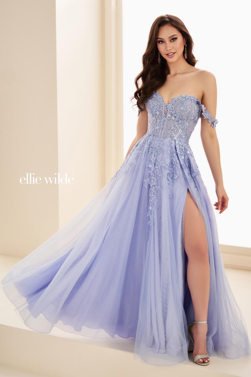 Ellie Wilde A-Line Off Shoulder Prom Dress EW35101