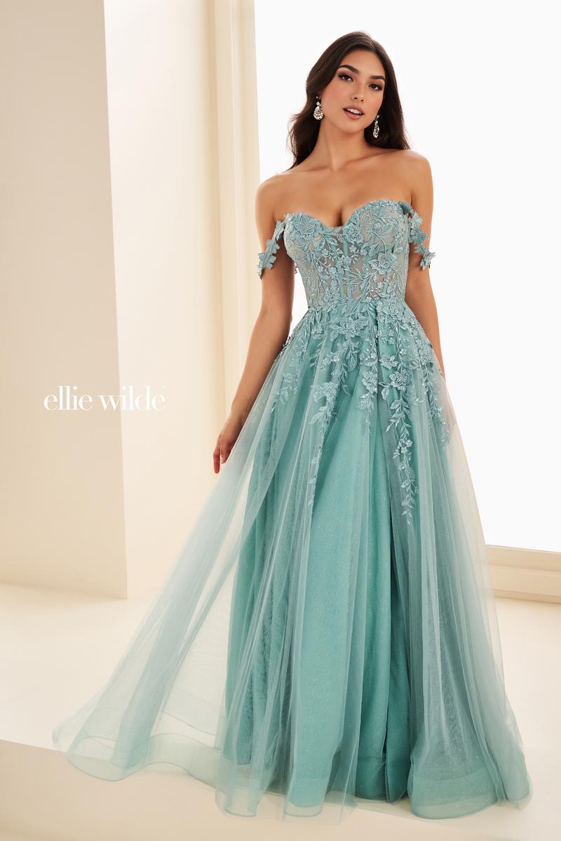 Ellie Wilde A-Line Off Shoulder Prom Dress EW35101