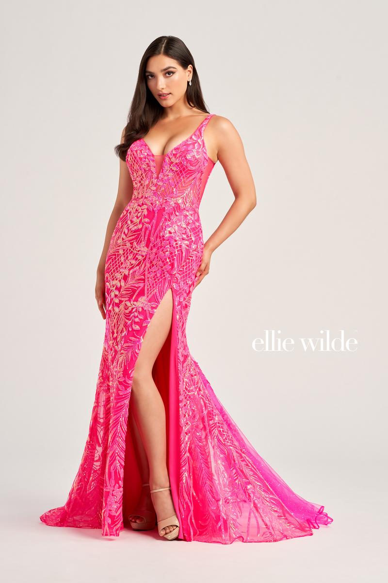 Ellie Wilde Lace Sequin Prom Dress EW35201