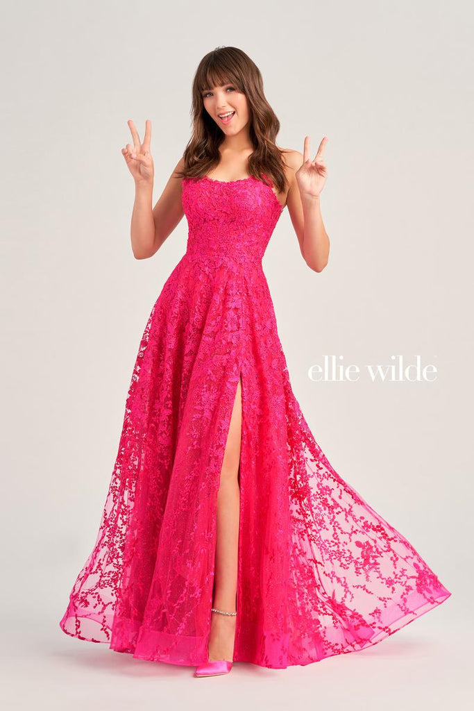 Ellie Wilde A-Line Lace Prom Dress EW35222