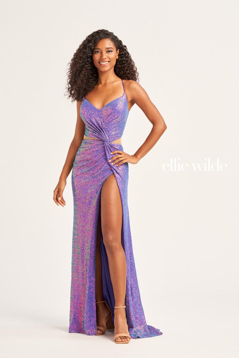 Ellie Wilde Mesh Cut Out Prom Dress EW35234