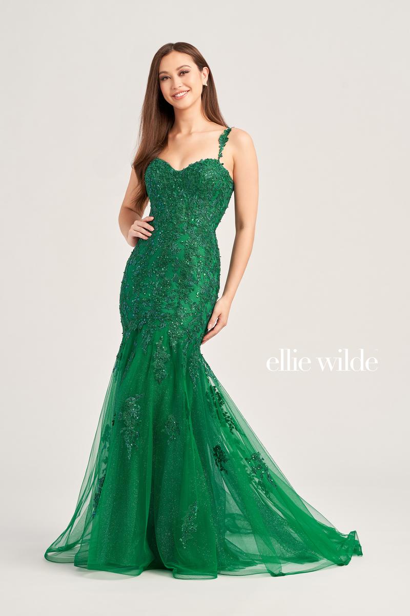 Ellie Wilde Fit and Flare Lace Prom Dress EW35238