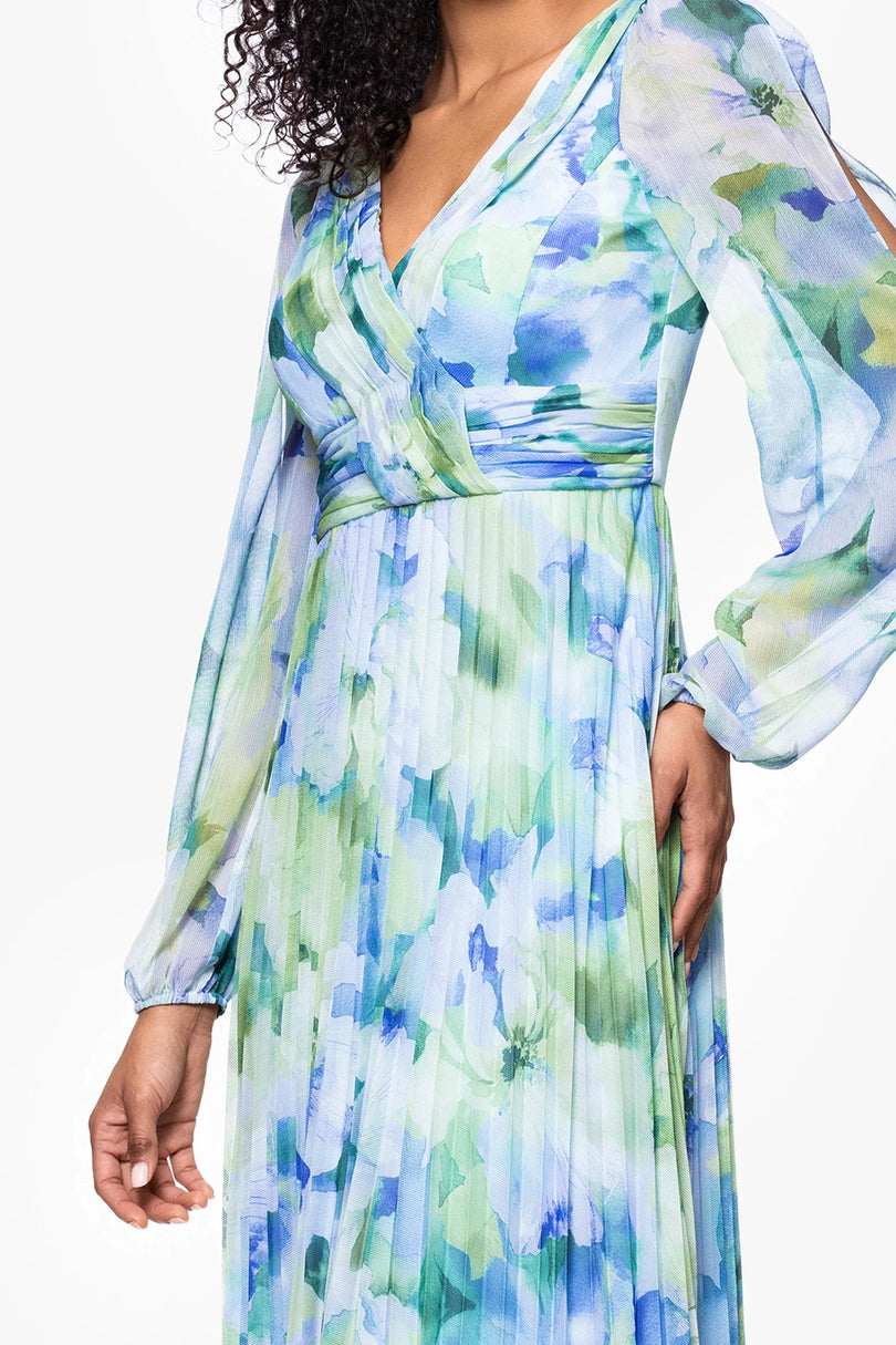 betsy and adam sheer sleeve dress Johanna Sheer Matte Jersey 3/4 Sleeve Dress