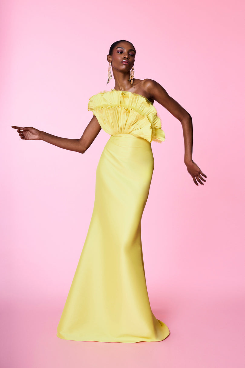 Badgley Mischka Ruffle Bodice Mermaid Gown, Size: 10 in Orchid Badgley Mischka Ruffle Bodice Mermaid Gown, Size: 10 in Orchid