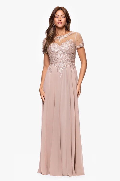 xscape womens chiffon embellished evening dress Xscape Womens Petites Chiffon Embellished Evening Dress