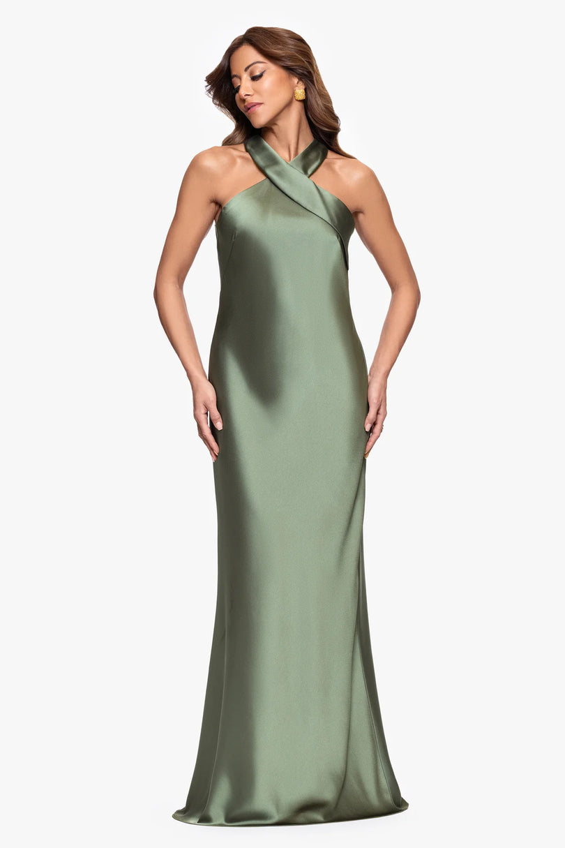 Xscape Evenings Halter Satin Evening Dress 6247X