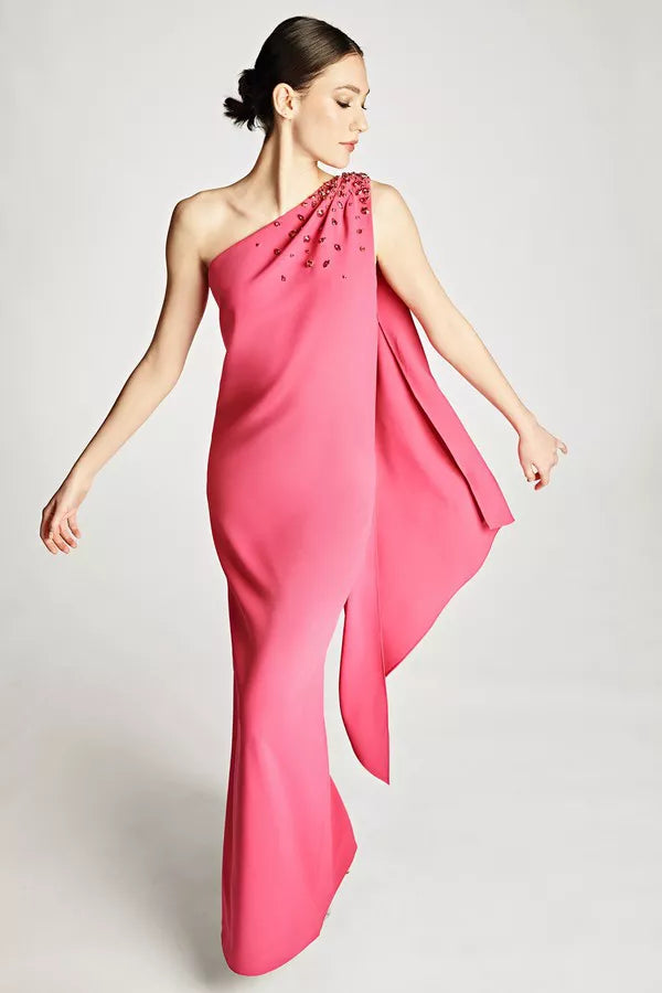 Sachin & Babi "Leslie" One Shoulder Gown